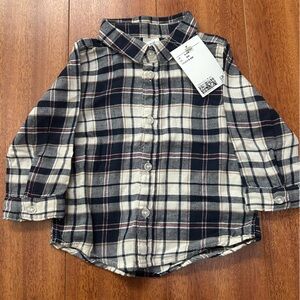 H&M boys plaid button up shirt